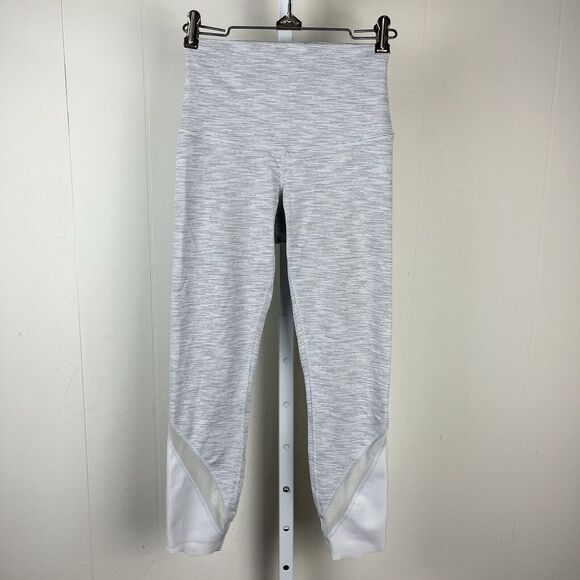 Lululemon Wunder Under Leggings‎ Scalloped Hem High Rise Crop Light Gray Sz 2/4? - Picture 1 of 5